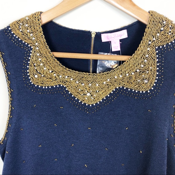 Lilly Pulitzer Tops - Lilly Pulitzer Beaded Kate Sweater in True Navy